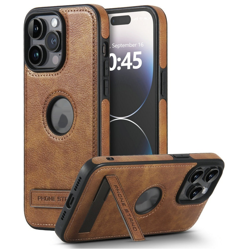 PHAEVOX™ Leather Wallet iPhone Case — Kickstand, Card Holder, MagSafe-Compatible, iPhone 12–15