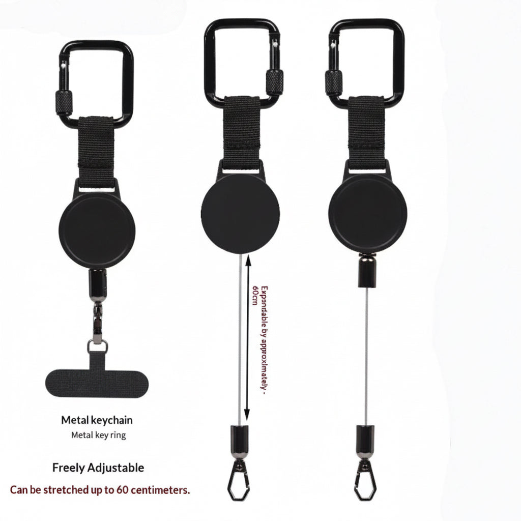 PHAEVOX™ Retractable Clip Pro — Phone Lanyard Strap with Metal Buckle | Alloy Clip