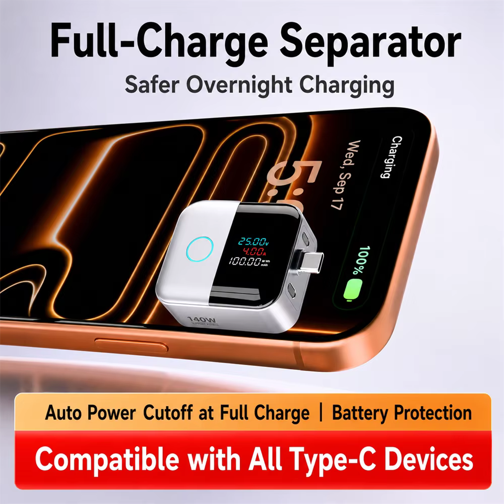 PHAEVOX™ ChargeGuard Pro — 140W Smart Charging Adapter | Auto Physical Disconnect When Fully Charged