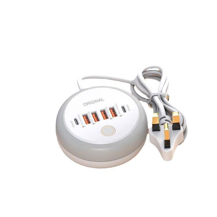 PHAEVOX™ PowerBlock 20W — Multi-Port Fast Charger | 2 USB-C + 4 USB-A | EU / UK / US | White
