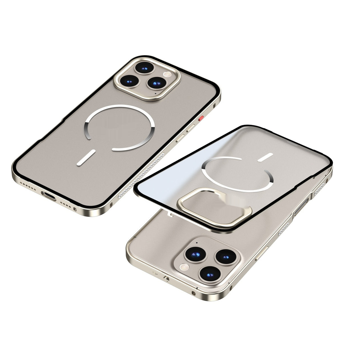 PHAEVOX™ Frosted Magnetic Ring Metal Frame Case — MagSafe-Ready Hard Cover for iPhone