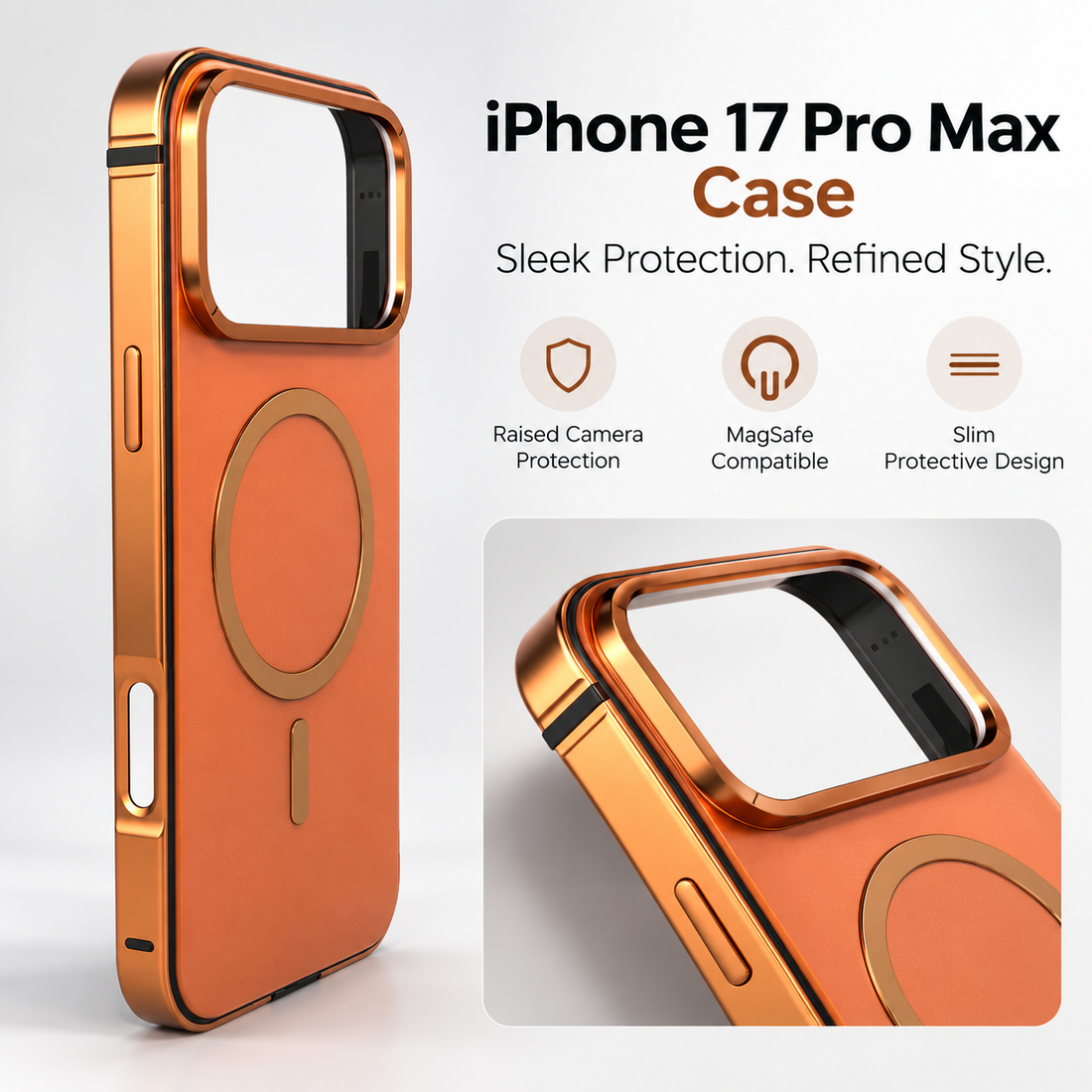 PHAEVOX™ Magnetic Metal Case — Aluminum MagSafe Style for iPhone 17 Pro
