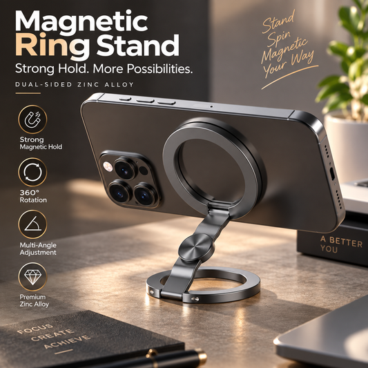 PHAEVOX™ SpinMount Mag Ring — The Magnetic Phone Stand Built to Move With You