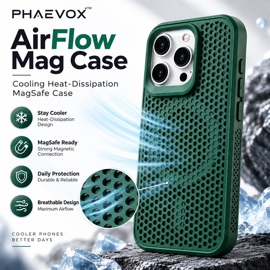 PHAEVOX™ AirFlow Mag — The MagSafe iPhone Case Built to Fight Heat Buildup