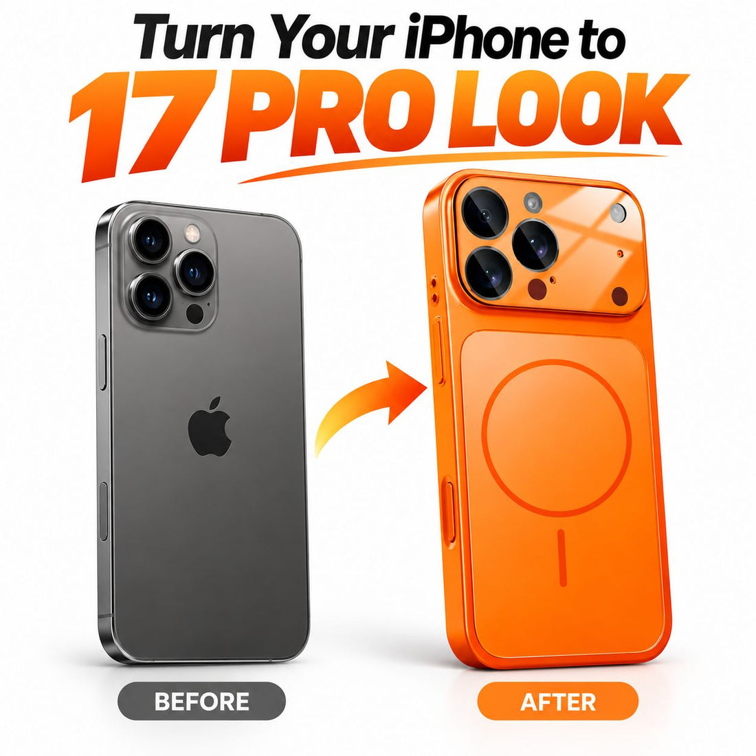 PHAEVOX™ GlassShield Case — Turn Any iPhone 13–17 Into an iPhone 17 Pro Look