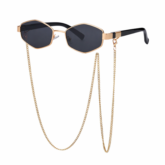 PHAEVOX™ Korean Style Chain Sunglasses — Retro Slim Frame, UV Protection