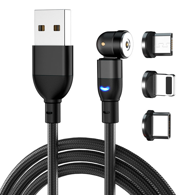 PHAEVOX™ 3-in-1 Magnetic Charging Cable — 540° Rotating, LED Indicator, 3M