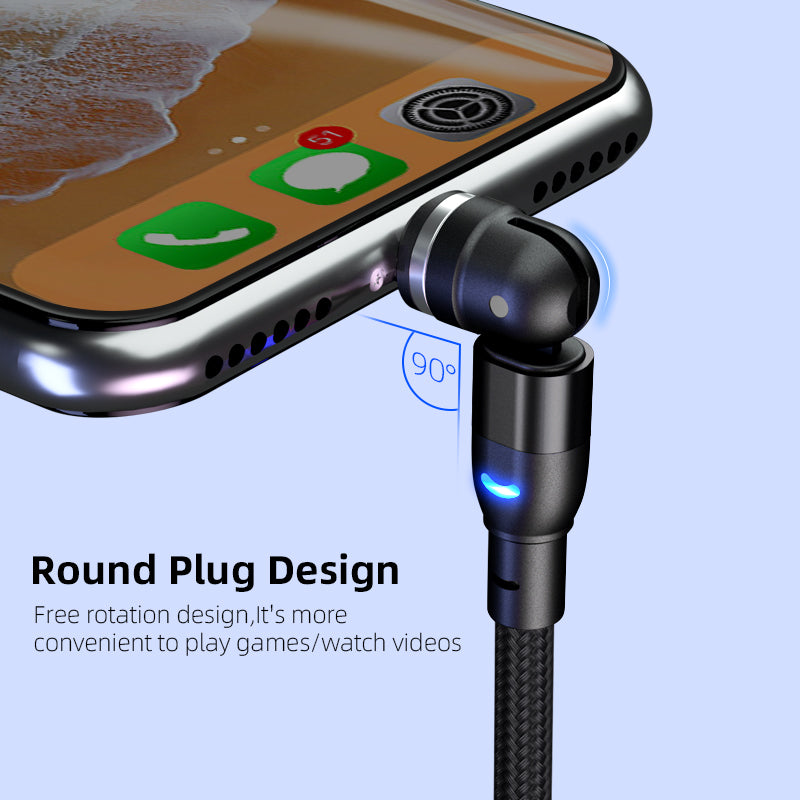PHAEVOX™ 3-in-1 Magnetic Charging Cable — 540° Rotating, LED Indicator, 3M