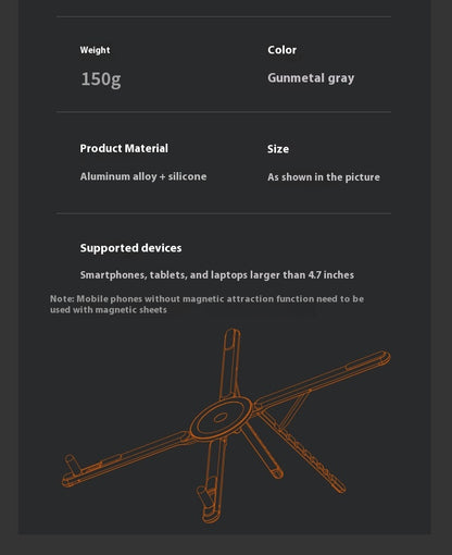 PHAEVOX™ FoldPro Aluminum Stand — Foldable, Adjustable Phone & Tablet Stand