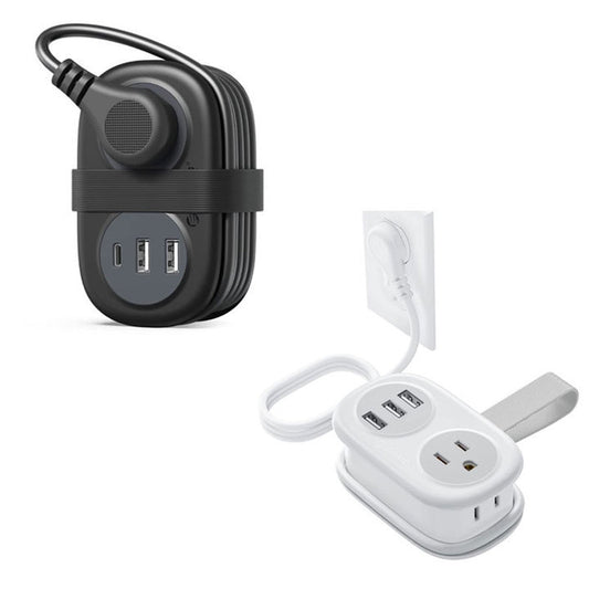 PHAEVOX™ TravelStrip Pro — Multi-Port Power Strip | 2 AC + USB-A/C | US Plug | 120cm Cord