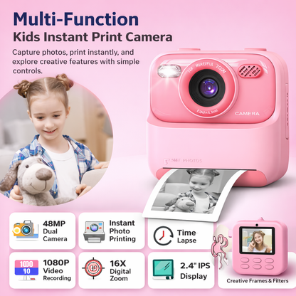 PHAEVOX™ SnapPrint Camera — Instant Print Camera for Kids | Snap, Print & Keep
