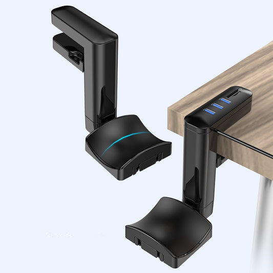 PHAEVOX™ DeskGrip Pro — 360° Swivel Headphone Desk Hook | USB Hub, Cable Organizer | Clamp-On, No Drilling