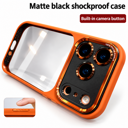 PHAEVOX™ AIShield — Integrated AI Button iPhone Case | Metal Lens Cover | PC + TPU | Electroplated | iPhone 14–17