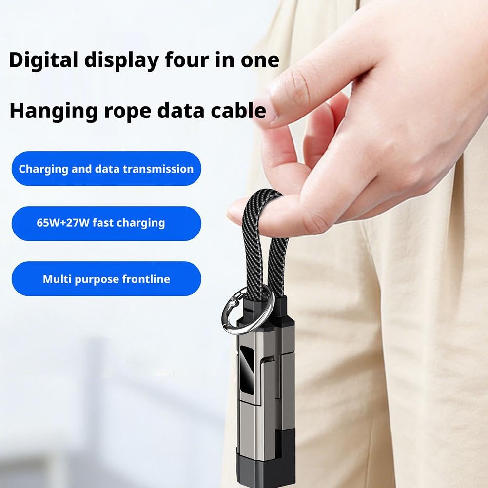 PHAEVOX™ ChargKey — 4-in-1 Keychain Cable | 65W | 40Gbps | Digital Display | 4 Colors