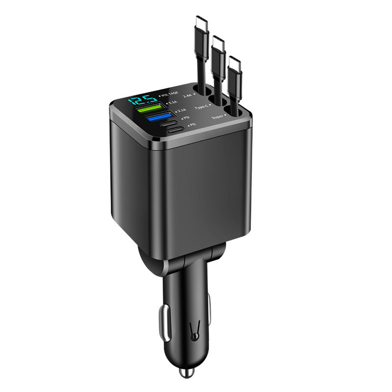 PHAEVOX™ M14 Retractable Car Charger — Multi-Port | PD Fast Charging