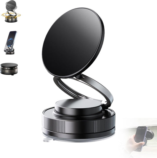 PHAEVOX™ VacuMount Pro — Vacuum Suction Magnetic Car Phone Holder | 360° Rotation | Dashboard & Windshield