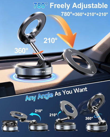 PHAEVOX™ MagMount 780 — Ultra-Strong Magnetic Car Phone Holder | 780° Full Rotation | Universal Fit | Upgrade Version