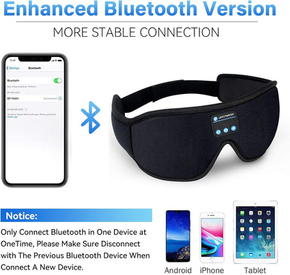 Bluetooth Sleep Eye Mask — 3D Contoured with Wireless Music