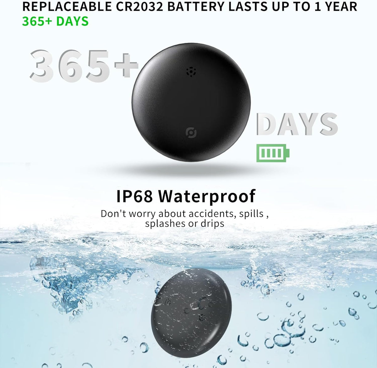 PHAEVOX™ TrackTag Pro — Waterproof Bluetooth Item Tracker | Anti-Loss GPS Locator | Black & White