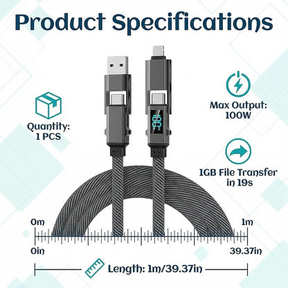 PHAEVOX™ PowerStand Cable — 3-in-1 Fast Charge Charging Cable | Lightning, USB-C & Micro USB | 1M, 1.5M, 2M