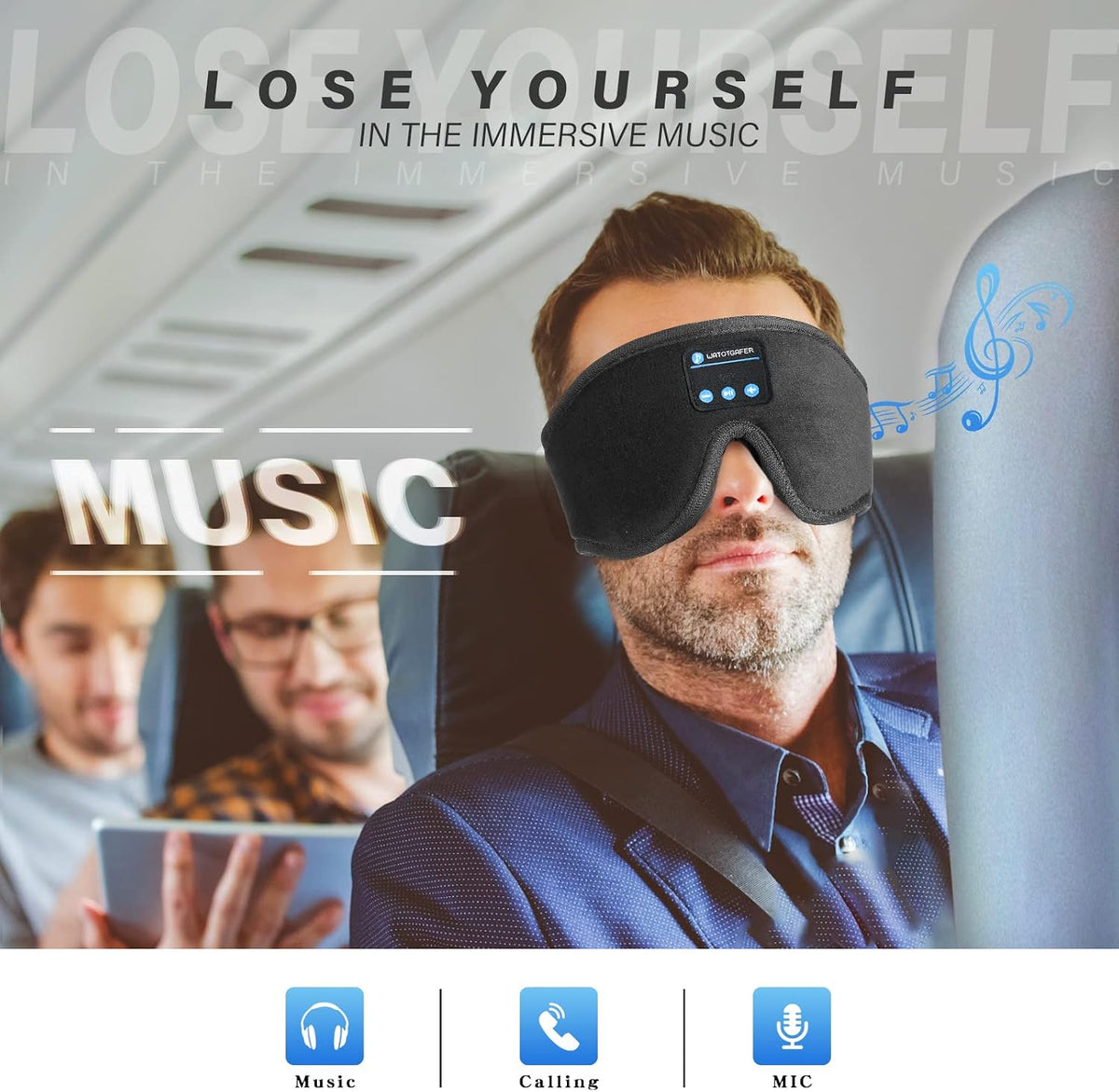 Bluetooth Sleep Eye Mask — 3D Contoured with Wireless Music