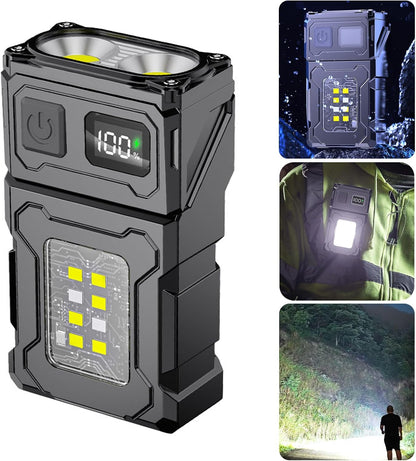 PHAEVOX™ Mini Keychain Flashlight — USB-C Rechargeable, Dual Light Source, Outdoor Ready