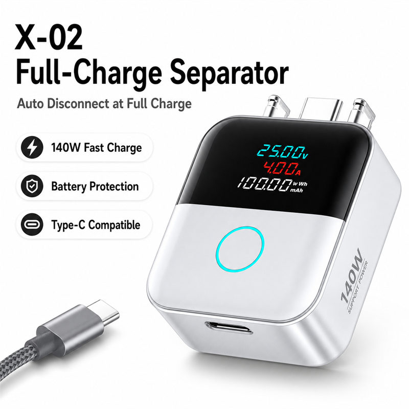 PHAEVOX™ ChargeGuard Pro — 140W Smart Charging Adapter | Auto Physical Disconnect When Fully Charged