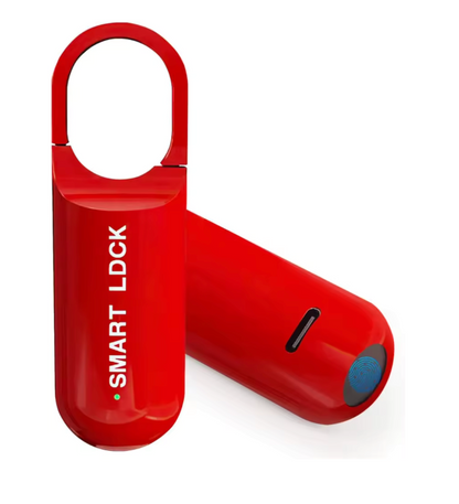 PHAEVOX™ FingerLock — Stainless Steel Fingerprint Padlock | USB Charging | Luggage, Bag & Travel | Black & Red