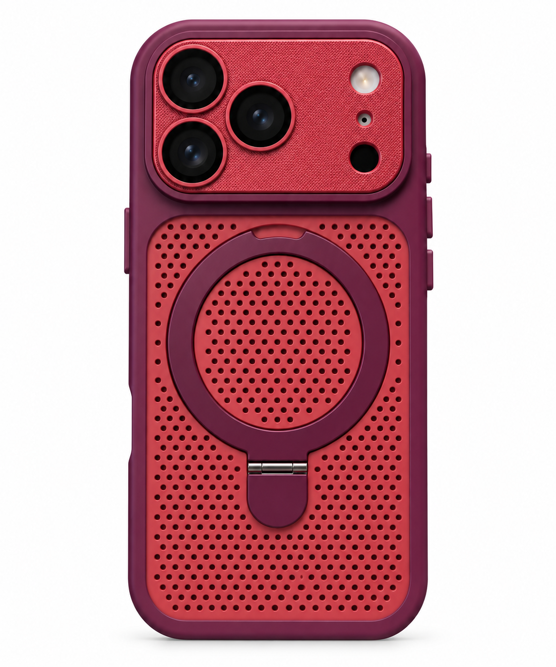 PHAEVOX™ Honeycomb Magnetic iPhone Case — Round Stand | Heat-Dissipation Design
