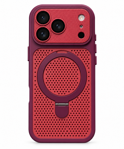 PHAEVOX™ Honeycomb Magnetic iPhone Case — Round Stand | Heat-Dissipation Design