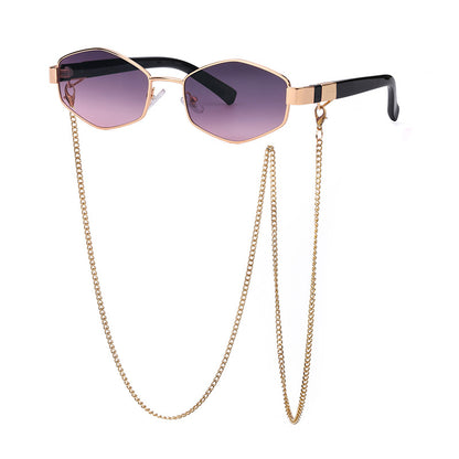 PHAEVOX™ Korean Style Chain Sunglasses — Retro Slim Frame, UV Protection