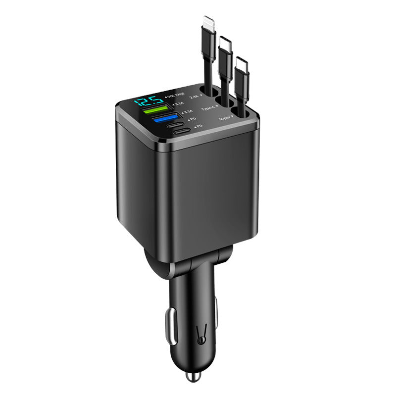 PHAEVOX™ M14 Retractable Car Charger — Multi-Port | PD Fast Charging