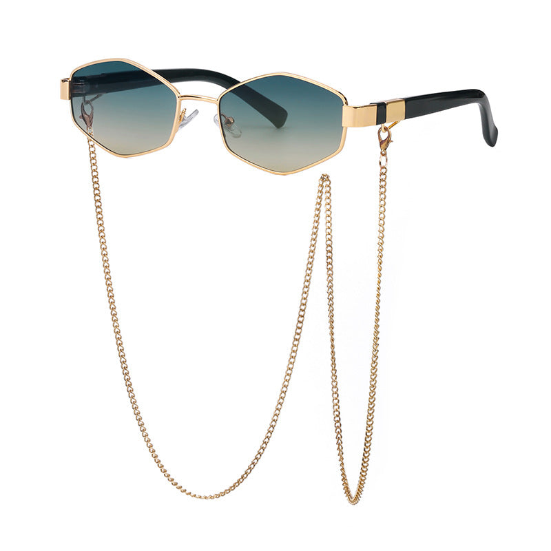 PHAEVOX™ Korean Style Chain Sunglasses — Retro Slim Frame, UV Protection