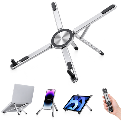 PHAEVOX™ FoldPro Aluminum Stand — Foldable, Adjustable Phone & Tablet Stand