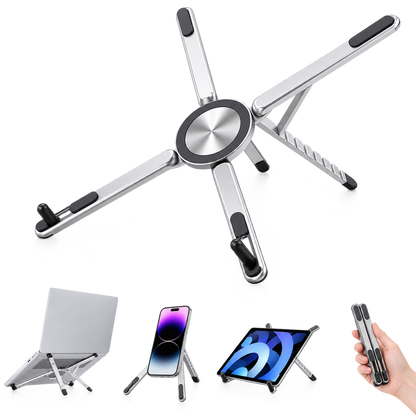 PHAEVOX™ FoldPro Aluminum Stand — Foldable, Adjustable Phone & Tablet Stand