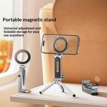 PHAEVOX™ Clip-On Magnetic Phone Holder — Rotating, Foldable, Travel-Ready